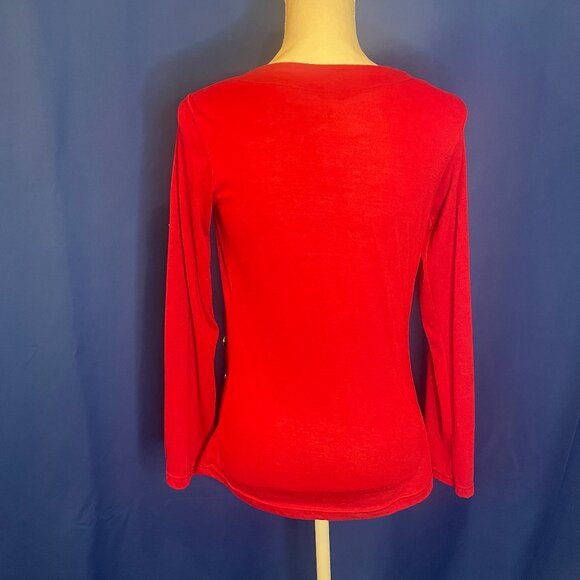 Red Ruched Top with Button Detail Size:L - Picture 3 of 5